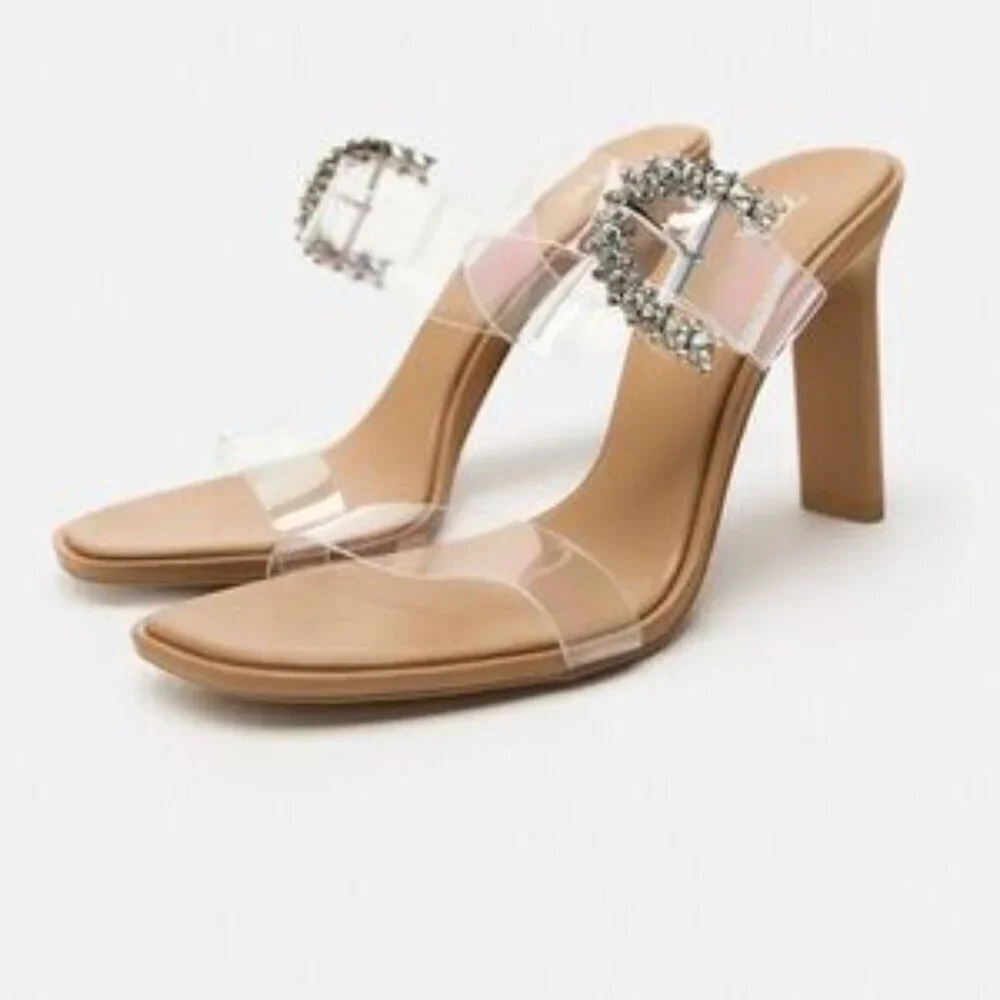 ZARA HIGH HEELED VINYL SANDALS SIZE 6.5 US ( 37) NEW WITH TAG! - Picture 6 of 11